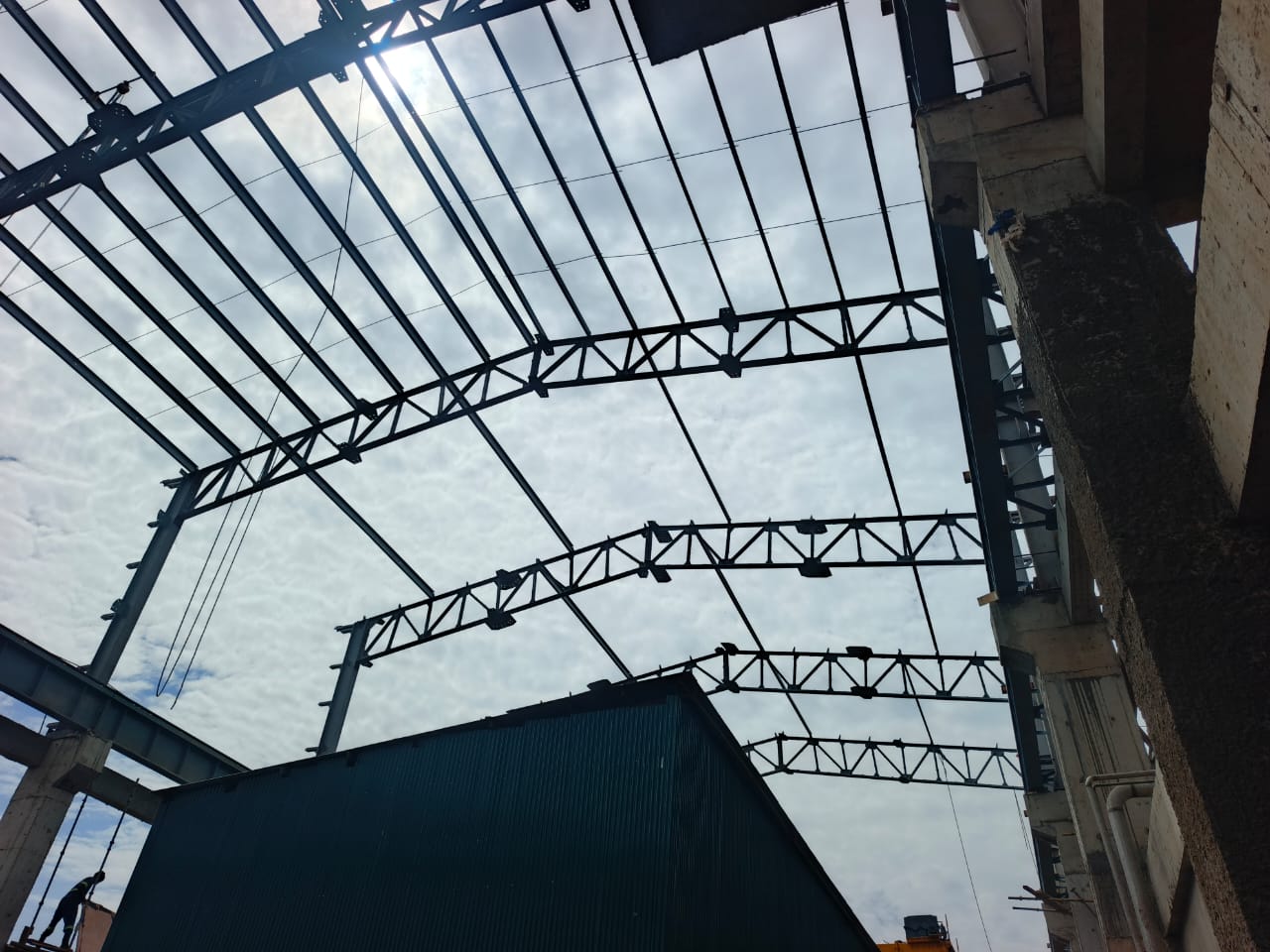 45 MW TG Building — Kinyara Sugar Ltd cogeneration plant, structural steel erection, Masindi